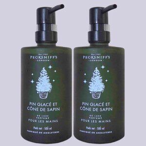NEW PECKSNIFF'S 2 Pc Pin Glacé Cône De Sapin Scented Luxury Hand Wash Glass Pump